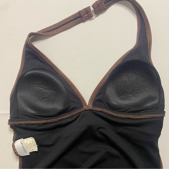 Speedo Size 8 Women's Chocolate Brown Halter Neck One-Piece Swimsuit - Picture 6 of 6